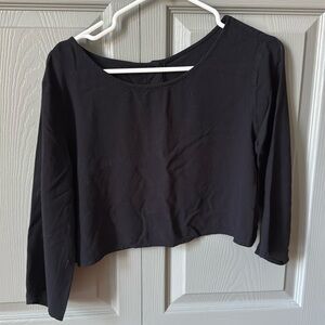 American Apparel Wide Neck Flowy Black Crop Top